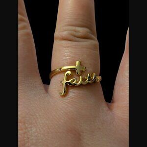 18k Gold Plated Sterling All Things Are Possible Faith Religious Size 9 Ring